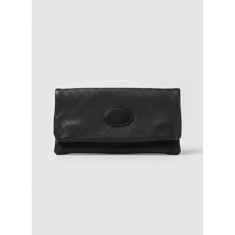 Scuola del Cuoio Firenze Black Pebbled Leather Convertible Crossbody Clutch Bag